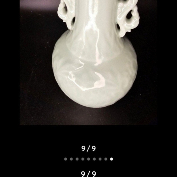 Vintage celadon vase with foo‎ dog handles - Picture 8 of 9